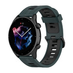 22mm Stripe Two-color Silicone Stainless Steel Buckle Watch Band, For Amazfit GTR 4 / GTS 4 / GTR 3