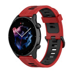 22mm Stripe Two-color Silicone Stainless Steel Buckle Watch Band, For Amazfit GTR 4 / GTS 4 / GTR 3