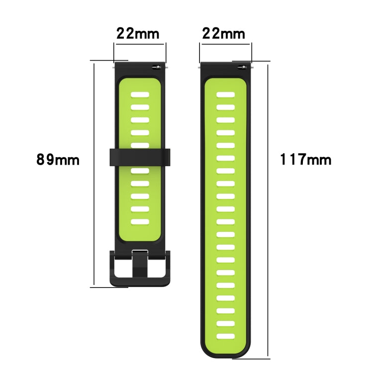 22mm Stripe Two-color Silicone Stainless Steel Buckle Watch Band, For Amazfit GTR 4 / GTS 4 / GTR 3