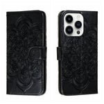 Sun Mandala Embossing Leather Phone Case, For iPhone 14 / 13, For iPhone 14 Plus, For iPhone 14 Pro, For iPhone 14 Pro Max