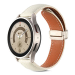 Folding Buckle Genuine Leather Watch Band, For Samsung Galaxy Watch 5