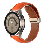 Folding Buckle Genuine Leather Watch Band, For Samsung Galaxy Watch 5