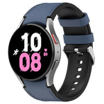 For Samsung Galaxy Watch5 44mm / 40mm Silicone Leather Silver Buckle Watch Band, S, L
