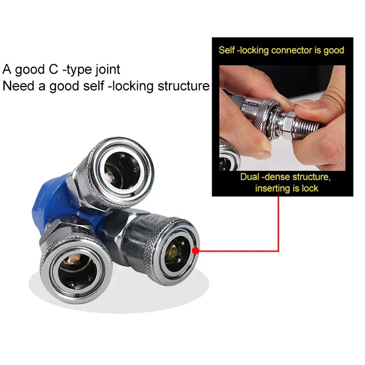 C-type Self-lock Pneumatic Components, Round Two Way, Round Two Way G1/2, Round Triplet, Round Triplet G1/2, Two Way, Triplet, 4-way, 5-way