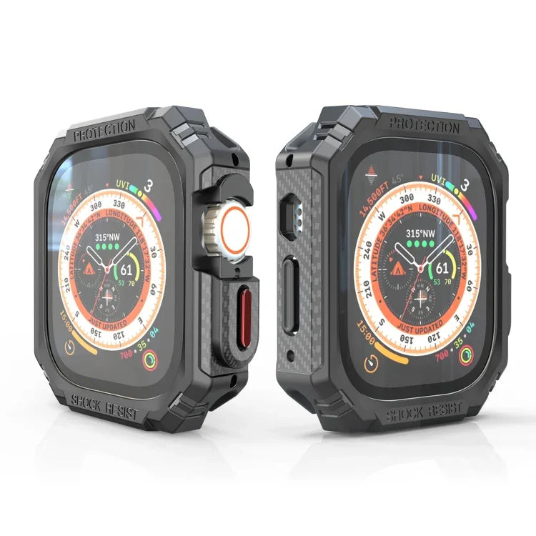 TPU + PC Carbon Fiber Shockproof Case For Apple Watch, Ultra 3 / 2 / 1 49mm