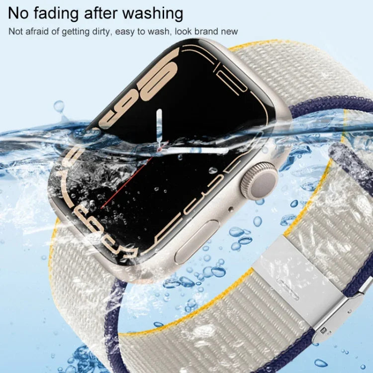 Metal Buckle Nylon Strap, For Apple Watch Series 8&7 41mm / SE 2&6&SE&5&4 40mm / 3&2&1 38mm, For Apple Watch Ultra 49mm / Series 8&7 45mm / SE 2&6&SE&5&4 44mm / 3&2&1 42mm
