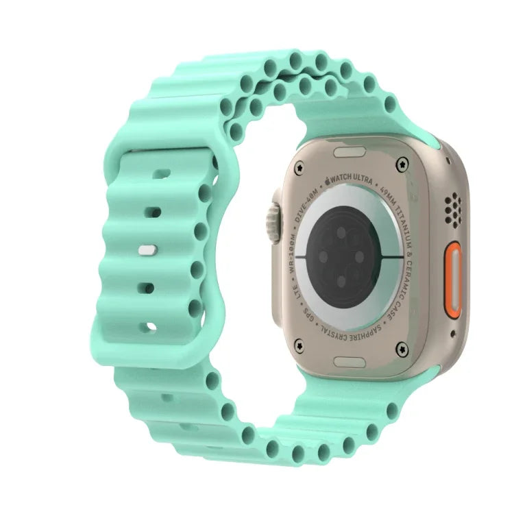 Ocean Style Silicone Watch Band, For Apple Watch Ultra 49mm / Series 8&7 45mm / SE 2&6&SE&5&4 44mm / 3&2&1 42mm, For Apple Watch Series 8&7 41mm / SE 2&6&SE&5&4 40mm / 3&2&1 38mm