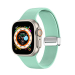 Folding Buckle Silicone Watch Band, For Apple Watch Ultra 49mm, For Apple Watch Series 8&7 45mm / SE 2&6&SE&5&4 44mm / 3&2&1 42mm