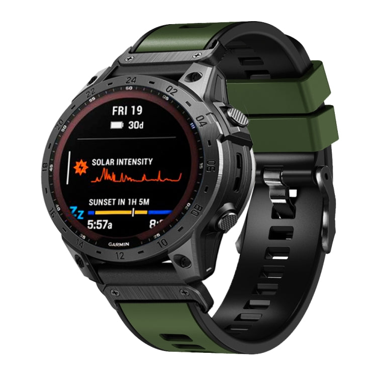 26mm Plain Weave Two-Color Quick Release Silicone Watch Band, For Garmin Fenix 7X