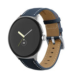 Pointed Tail Stitching Genuine Leather Watch Band, For Google Pixel Watch 4 / 3 / 2 / 1 41mm