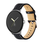 Grooved Genuine Leather Watch Band, For Google Pixel Watch 4 / 3 / 2 / 1 41mm