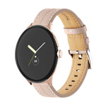 Grooved Genuine Leather Watch Band, For Google Pixel Watch 4 / 3 / 2 / 1 41mm