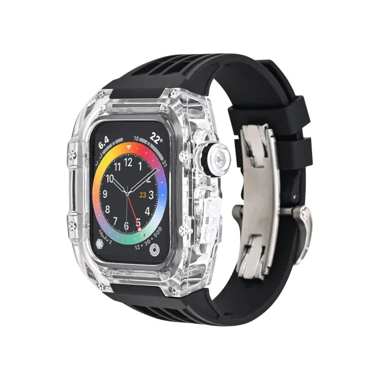 Fluorine Rubber Clear Watch Band Case, For Apple Watch Series 8&7 45mm, For Apple Watch Series 8&7 45mm/SE 2&6&SE&5&4 44mm