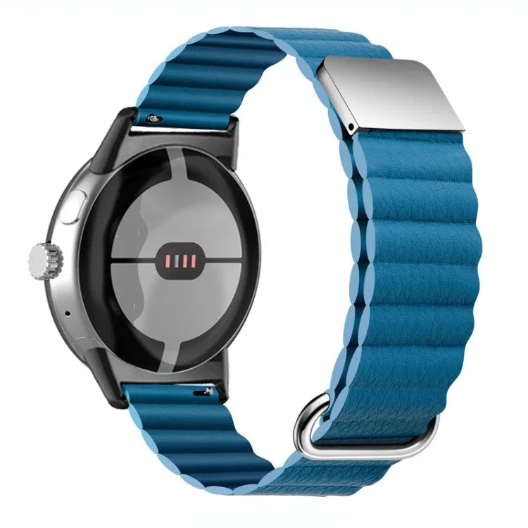 Reverse Buckle Magnetic Genuine Leather Watch Band, For Google Pixel Watch 4 / 3 / 2 / 1 41mm