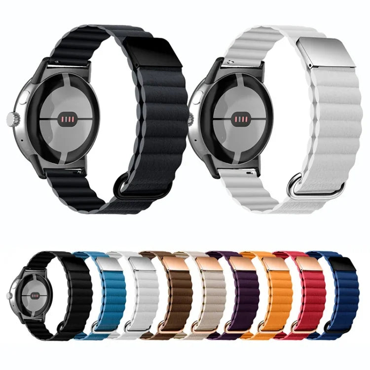 Reverse Buckle Magnetic Genuine Leather Watch Band, For Google Pixel Watch 4 / 3 / 2 / 1 41mm