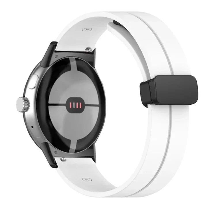 Solid-color Folding Buckle Silicone Watch Band, For Google Pixel Watch 4 / 3 / 2 / 1 41mm