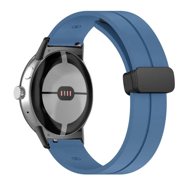 Solid-color Folding Buckle Silicone Watch Band, For Google Pixel Watch 4 / 3 / 2 / 1 41mm