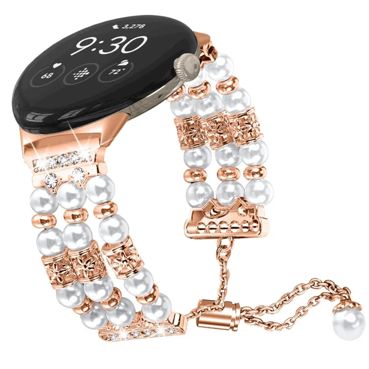 Pearl Half Bracelet Watch Band, For Google Pixel Watch 4 / 3 / 2 / 1 41mm
