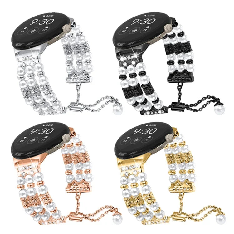 Pearl Half Bracelet Watch Band, For Google Pixel Watch 4 / 3 / 2 / 1 41mm
