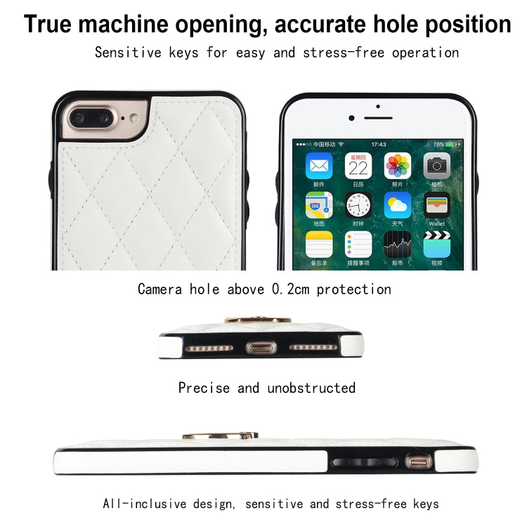 Rhombic PU Leather Phone Case with Ring Holder, For iPhone 7 Plus / 8 Plus