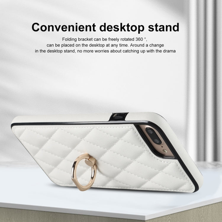 Rhombic PU Leather Phone Case with Ring Holder, For iPhone 7 Plus / 8 Plus