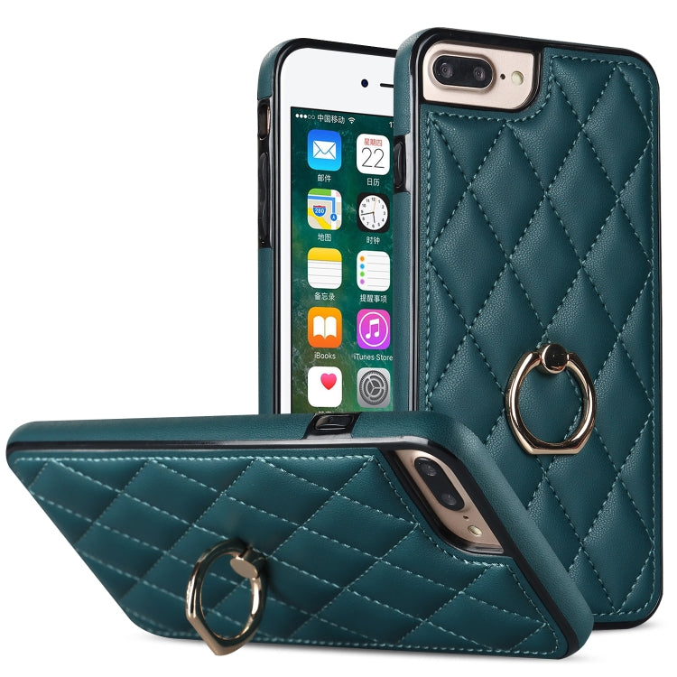 Rhombic PU Leather Phone Case with Ring Holder, For iPhone 7 Plus / 8 Plus