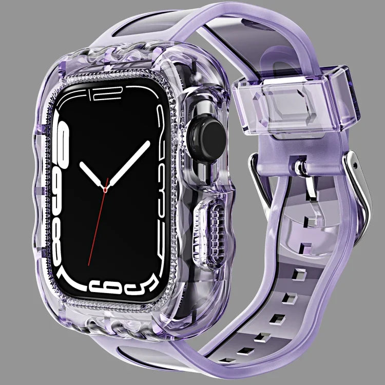 TPU Integrated Case Watch Band, For Apple Watch Series 9&8&7 41mm/SE2025&SE 2&6&SE&5&4 40mm, For Apple Watch Series 9&8&7 45mm/SE2025&SE 2&6&SE&5&4 44mm