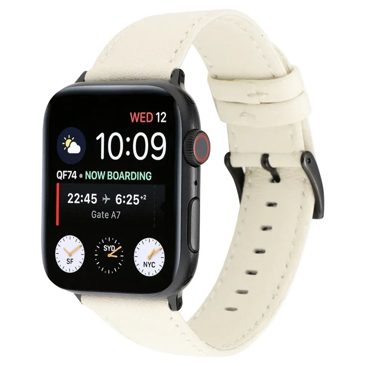 Cowhide Texture Leather Watchband, For Apple Watch Series 8&7 41mm / SE 2&6&SE&5&4 40mm / 3&2&1 38mm, For Apple Watch Series 7 45mm / 6 & SE & 5 & 4 44mm / 3 & 2 & 1 42mm, For Apple Watch Series 7 41mm / 6 & SE & 5 & 4 40mm / 3 & 2 & 1 38mm            ...