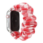 Plaid Pattern Cloth + Stainless Steel Hair Ring Watchband, For Apple Watch Series 7 41mm / 6 & SE & 5 & 4 40mm / 3 & 2 & 1 38mm, For Apple Watch Series 7 45mm / 6 & SE & 5 & 4 44mm / 3 & 2 & 1 42mm