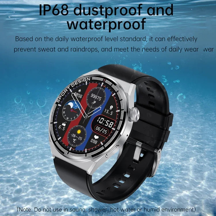 HDT 3 Max 1.6 inch Leather Band IP67 Waterproof Smart Watch Support Bluetooth Call / NFC, Leather Band (Black), Leather Band (Silver)