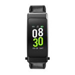 K50+ 0.96 inch Leather Band Earphone Detachable Life Waterproof Smart Watch Support Bluetooth Call, Leather Band (Black)