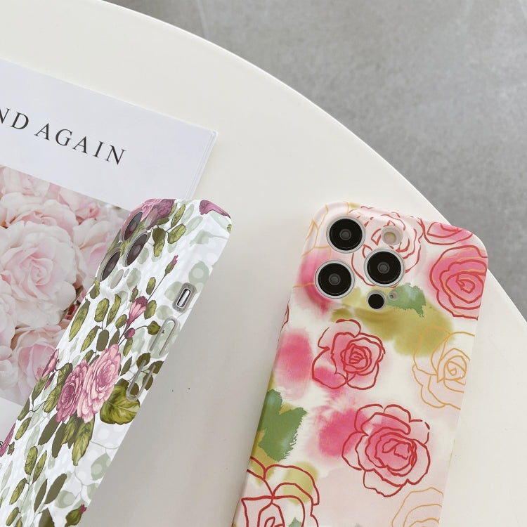 Water Sticker Flower Pattern PC Phone Case, For iPhone 13 Pro Max, For iPhone 13 Pro, For iPhone 13, For iPhone 13 mini