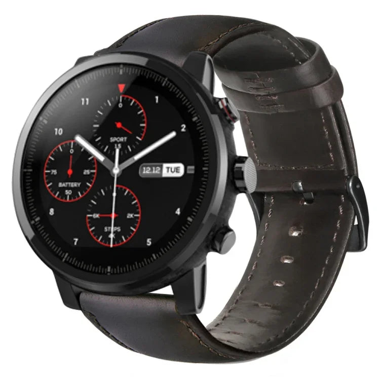 Oil Wax Genuine Leather Watch Band, For Amazfit GTR 47mm / Pace / Stratos, For Amazfit 2 Stratos, For Ticwatch Pro / E2 / S2, For Pebble Gen 1, For Pebble Time