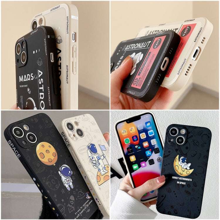 Astronaut Pattern Silicone Straight Edge Phone Case, For iPhone 14, For iPhone 14 Plus, For iPhone 14 Pro, For iPhone 14 Pro Max, For iPhone 13, For iPhone 13 Pro