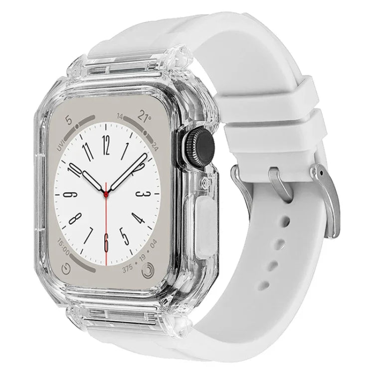Crystal Clear Polycarbonate Case Silicone Watch Band, For Apple Watch Series 8&7 45mm