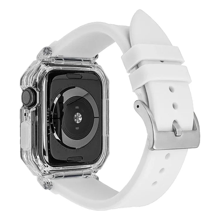 Crystal Clear Polycarbonate Case Silicone Watch Band, For Apple Watch Series 8&7 45mm