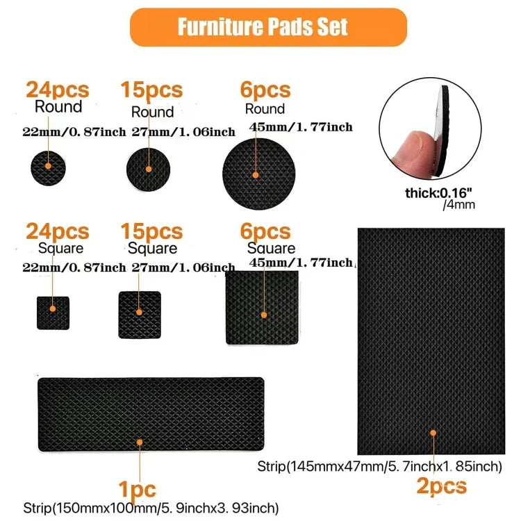 95 in 1 EVA Self Adhesive Anti Slip Furniture Leg Pads Set, 93PCS/Set