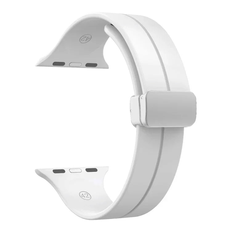 Magnetic Fold Clasp Silicone Watch Band, For Apple Watch Series 8&7 45mm, For Apple Watch Series 8&7 41mm