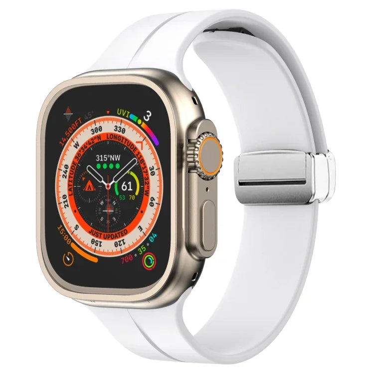 Magnetic Fold Clasp Silicone Watch Band, For Apple Watch Series 8&7 45mm, For Apple Watch Series 8&7 41mm