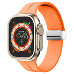 Magnetic Fold Clasp Silicone Watch Band, For Apple Watch Series 8&7 45mm, For Apple Watch Series 8&7 41mm