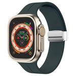 Magnetic Fold Clasp Silicone Watch Band, For Apple Watch Series 8&7 45mm, For Apple Watch Series 8&7 41mm