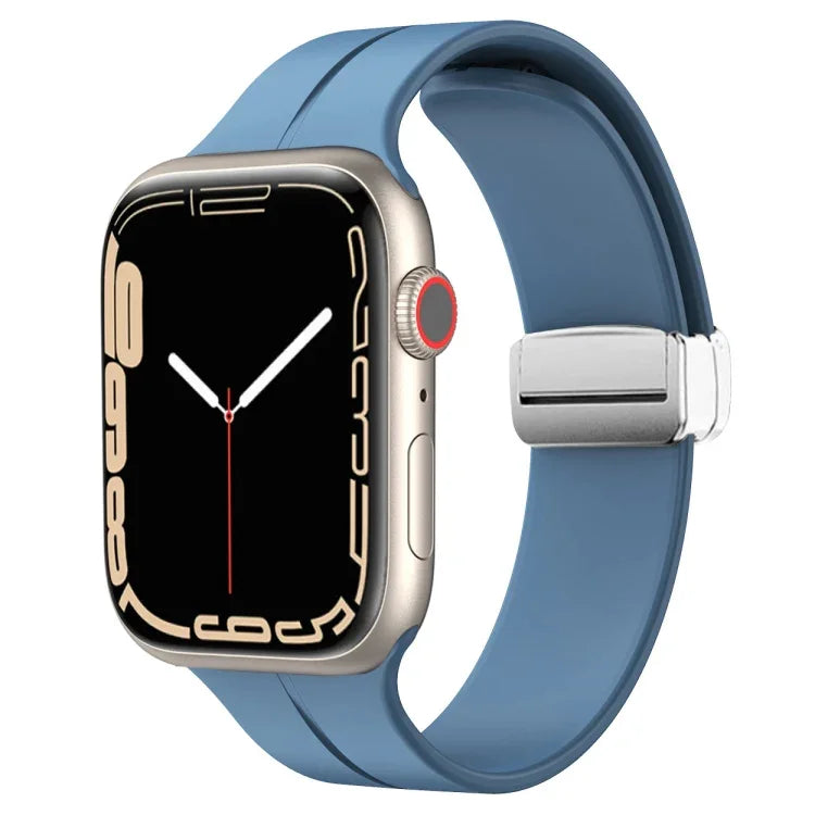 Magnetic Fold Clasp Silicone Watch Band, For Apple Watch Series 8&7 45mm, For Apple Watch Series 8&7 41mm