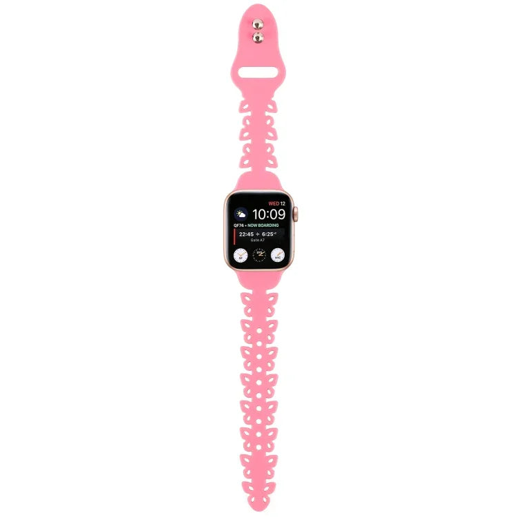 Butterfly Hollow Silicone Watch Band, For Apple Watch Series 8&7 45mm, For Apple Watch Series 8&7 41mm