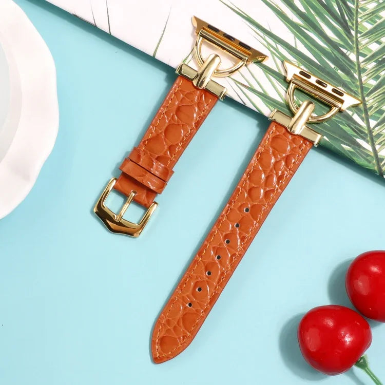D-Buckle Cocodile Genuine Leather Watch Band, For Apple Watch Series 8&7 45mm, For Apple Watch Series 8&7 41mm