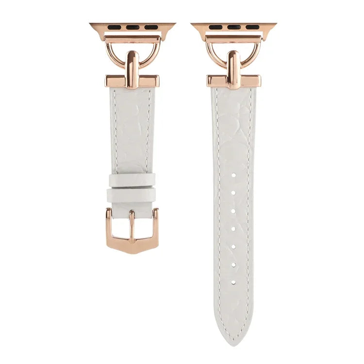 D-Buckle Cocodile Genuine Leather Watch Band, For Apple Watch Series 8&7 45mm, For Apple Watch Series 8&7 41mm