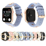 Single Row Riveted Genuine Leather Watch Band, For Apple Watch Series 8&7 45mm, For Apple Watch Series 8&7 41mm
