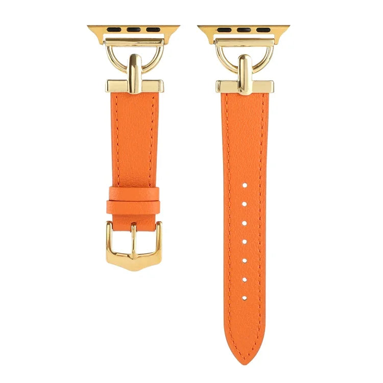 D-Buckle Plain Genuine Leather Watch Band, For Apple Watch Series 8&7 45mm, For Apple Watch Series 8&7 41mm
