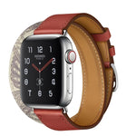 Silk Screen Pattern Leather Watchband, For Apple Watch Series 7 41mm / 6 & SE & 5 & 4 40mm / 3 & 2 & 1 38mm, For Apple Watch Ultra 49mm / Series 8&7 45mm / SE 2&6&SE&5&4 44mm / 3&2&1 42mm, For Apple Watch Series 8&7 41mm / SE 2&6&SE&5&4 40mm / 3&2&1 38...