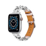 Chain + Leather Watch Band, For Apple Watch Ultra 49mm / Series 8&7 45mm / SE 2&6&SE&5&4 44mm / 3&2&1 42mm, For Apple Watch Series 8&7 41mm / SE 2&6&SE&5&4 40mm / 3&2&1 38mm