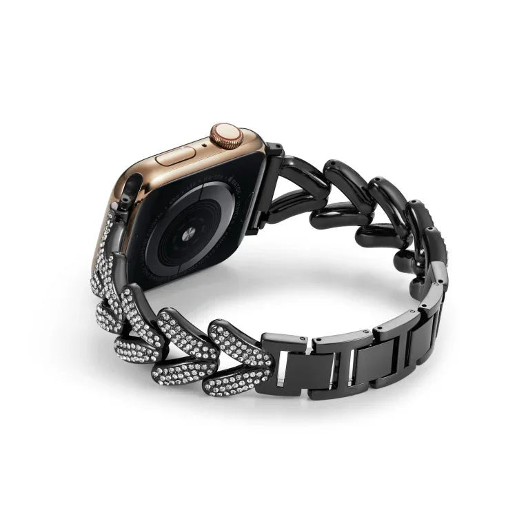 Triangle Diamond Metal Watch Band, For Apple Watch Ultra 49mm / Series 8&7 45mm / SE 2&6&SE&5&4 44mm / 3&2&1 42mm, For Apple Watch Series 8&7 41mm / SE 2&6&SE&5&4 40mm / 3&2&1 38mm
